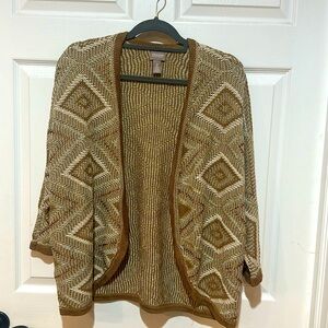 EUC Chico's Open Front Gold 3/4 Sleeve Cardigan Size 2 (Large / 14)